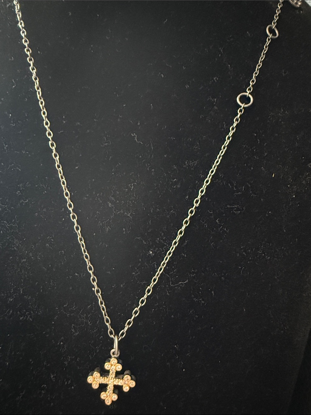 Freida Rothman Gold and Black Cross Necklace